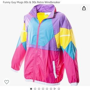 80s and 90s Retro Multi Colored Windbreaker - Size Small